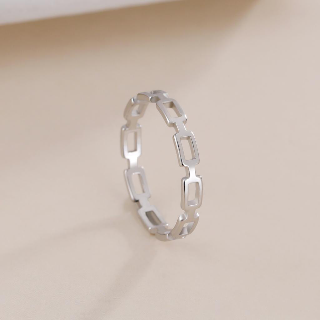 Cazador Geometric Chain Rings for Women Stainless Steel Gold Color Rectangle Finger Rings Wedding Trendy Jewelry Gift Wholesale