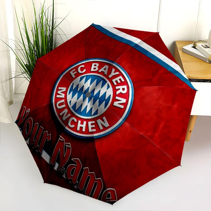 1 PC Automatic Folding Umbrella - FC Bayern Munchen Custom Name Pattern, Portable & Foldable Design with 8 Ribs, Christmas Birthday Gifts