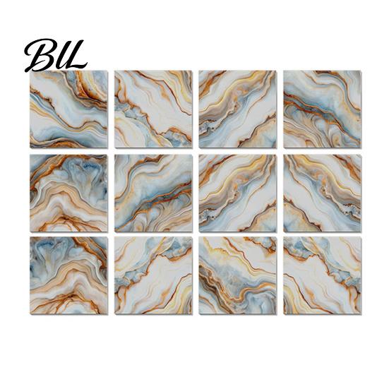 Scratch Resistant Wall Decor for Home 12PCS Imitation Marble Pattern Stickers, Self-Adhesive Waterproof EVA Realistic Stone Texture Stickers