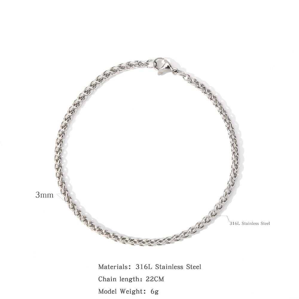 Hip Hop Stainless Steel Spinal Chain Bracelet Simple Men Titanium Steel Jewelry Fashion Party Accessories Gifts 22cm