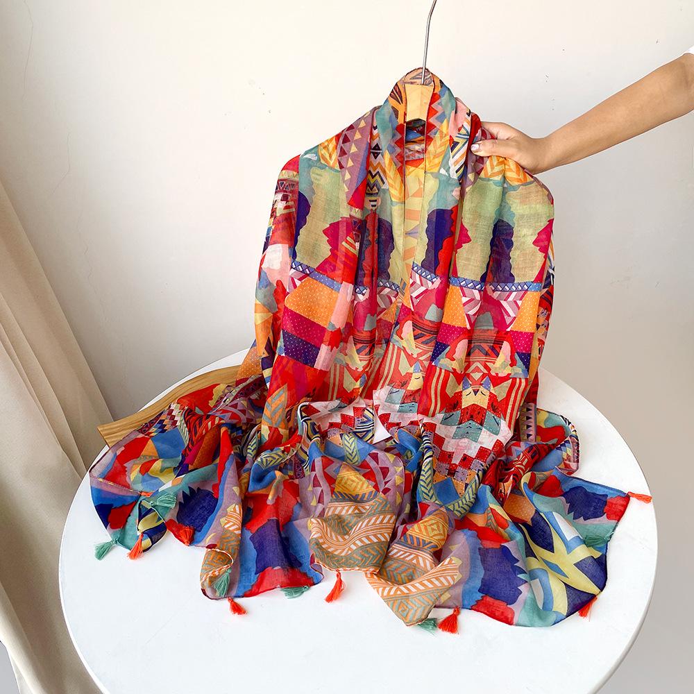 Ethnic style embroidered flower shawl scarf 2025 summer new long scarf with Yunnan tourism temperament shawl women