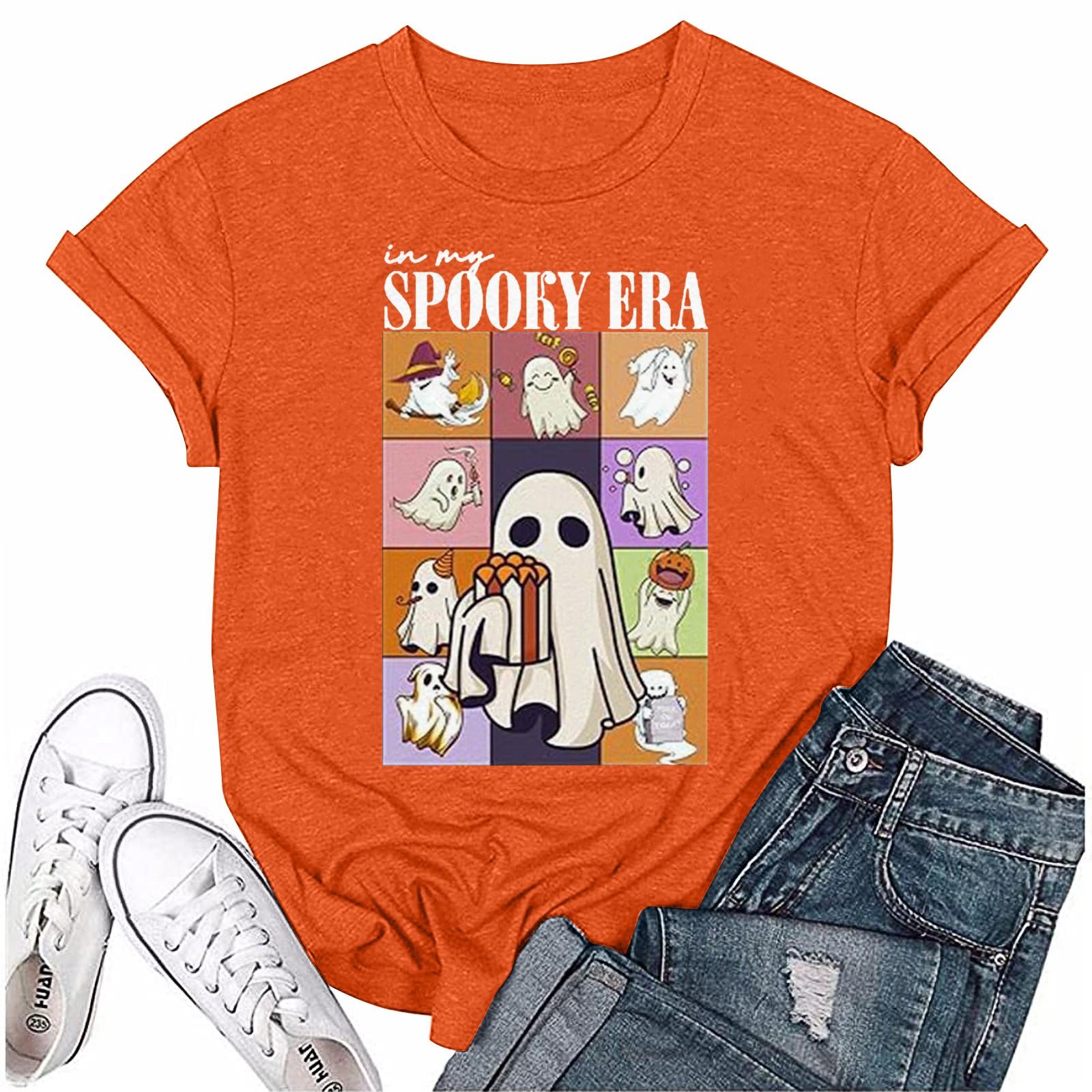 

Женский свободный свитер с круглым вырезом и короткими рукавами с принтом Хэллоуина L шафрановый