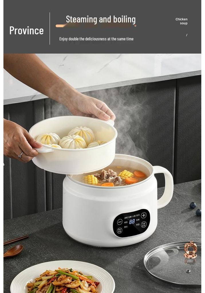 Smart Ceramic Glaze Rice Cooker: Multi-functional Large Capacity Steamer & Fryer with Double Layer Design.