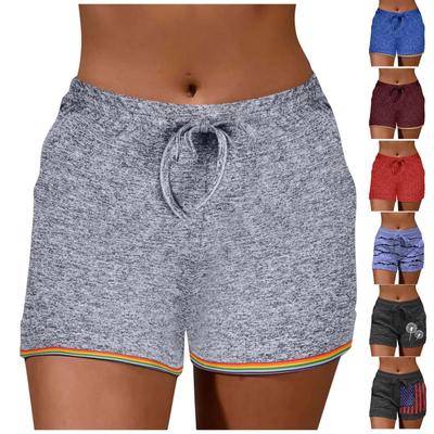 Pantalones cortos deportivos de cintura alta para mujer, con cordón ajustable, para yoga, correr y con bolsillos.