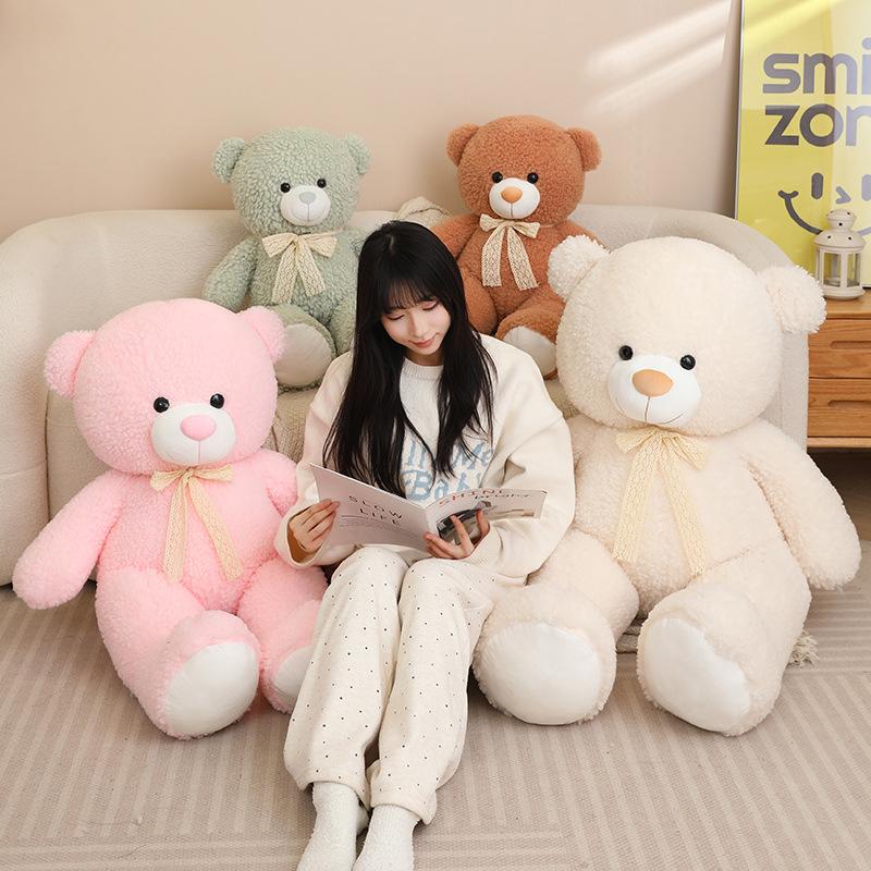 Cartoon Soft Ribbon Bear Hug Bear Doll Plush Bear Doll Girl Soothing Rag Doll