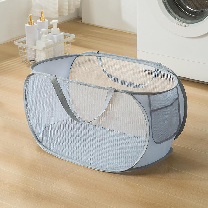 Portable Foldable Breathable Mesh Laundry Hamper for Bathroom