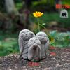 WOWTAC Jizo Statue Set, a Soothing and Cute Small Figurine, a Jizo Guardian Deity, Made of Granite, Perfect for Wishing Happiness and Good Fortune,