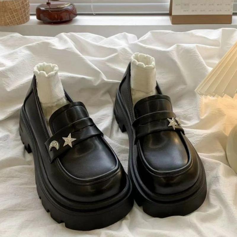 Retro Black Spring and Autumn Round Toe Ladies Pumps Platform Women's Loafers Shoes High Quality Quick Delivery Lastest Y2k Shoe