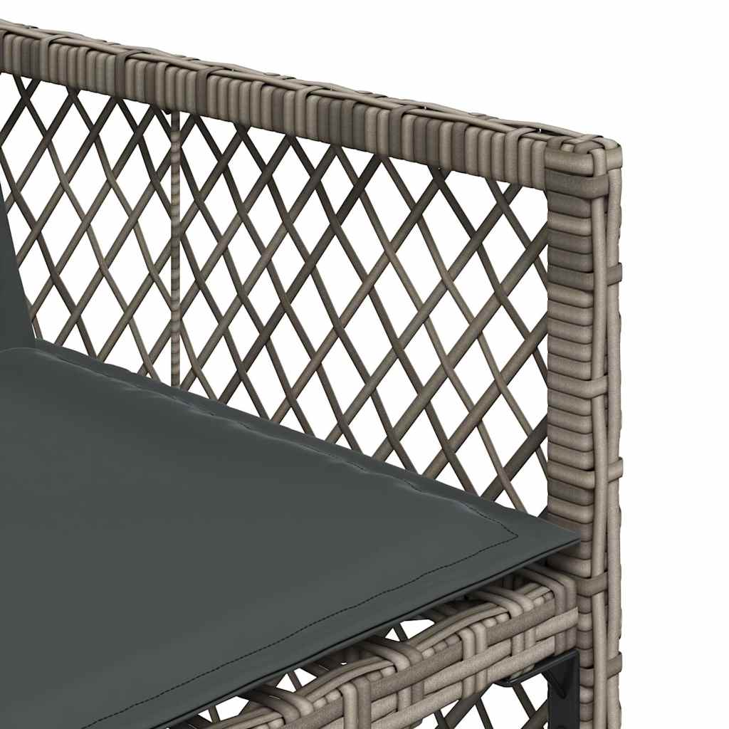 Vidaxl 7-Cz. Garden Furniture Set With Cushions, Grey, PE Rattan