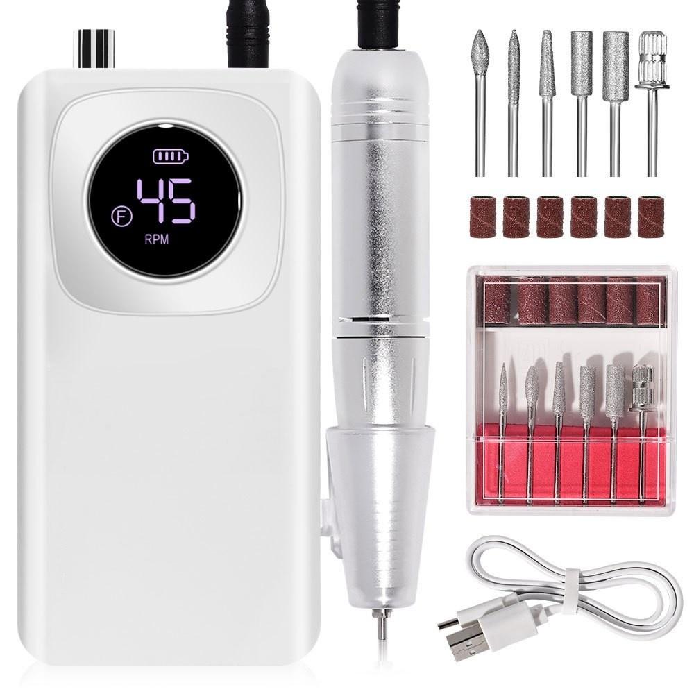 45000RPM Portable Electric Nail File Machine Nail Polishing Tool Rechargeable Professional Manicure Drill Kit