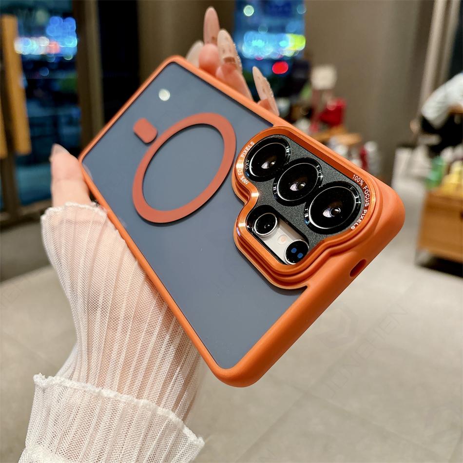 Luxury Magnetic For Magsafe Transparent Phone Case For Samsung Galaxy S26 S25 S24 Ultra Lens Protection Wireless Charging Cover