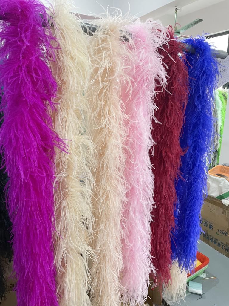 DIY Colorful Ostrich Feather Boa 6Ply Fluffy Shawl 0.5/1/2/3/4 Meter for Wedding Dress Carnival Performance Costume Party Decoration