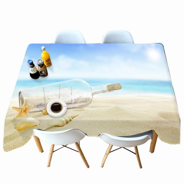 

Утолщенная хлопковая скатерть с рисунком морской звезды, кораллово-голубого неба, морской воды, прямоугольная круглая скатерть для свадьбы, пикника, вечеринки Round diameter 90CM