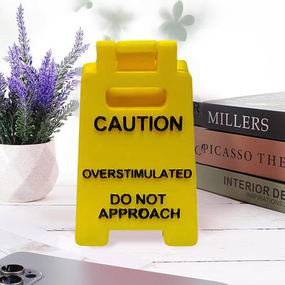 Caution Overstimulated Desk Sign 3D Printed Funny Warning Sign Mini Office Decor Humor Gag Gift For Coworker Employee Boss