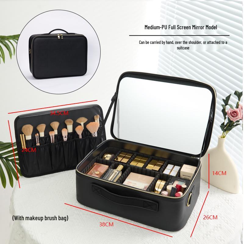 Women's LED Light Makeup Bag with Mirror 2025 – Large Capacity Handheld Cosmetic Storage Box