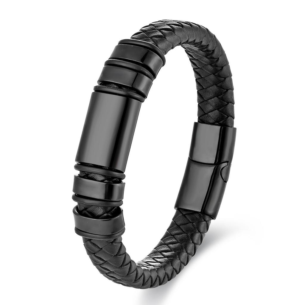 Black Leather Rope Cowhide Men's Student Leather Woven Bracelet Handmade Multilayer Leather Bracelet 2026