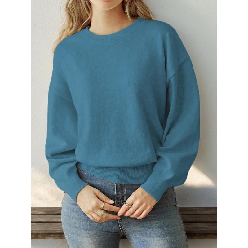 VEZFAA Damenmode Lässig Herbst Winter Liebesbrief Druck Langarm O-Ausschnitt Pullover