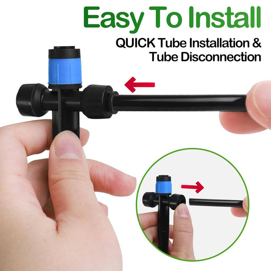 360° Adjustable Drip Emitters, Push-to-Fit Irrigation Sprinklers for 1/4" Tubing, Easy Installation Water Flow Drippers