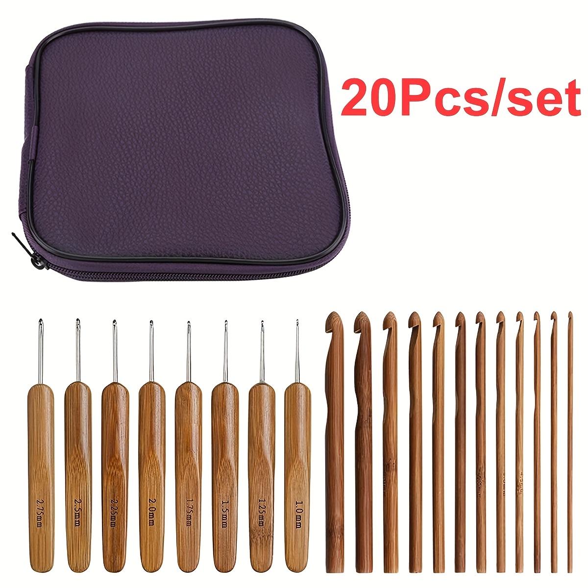 

20pcs/set Bamboo Crochet Hooks with Case 20 Different Sizes from 1.0mm to 10.0mm for DIY Craft Handle Weave Sewing Tools ZSY