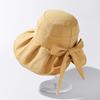 Ready To Ship Women Big Bowknot Wide Brim Bucket Hat Foldable Packable Beach Sun Caps Ladies Elegant Summer Holiday Sunshade Hat