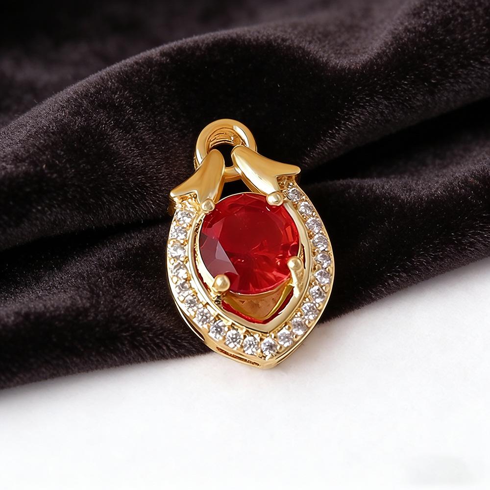 2025 Элегантный Роскошный Золотой и Красный Основной Камень Алмазный Кулон Ключица Цепочка