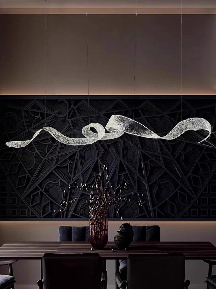 Modern Luxury Ribbon Chandelier: Creative Long Strip Design for Restaurants and Hotel Lobbies