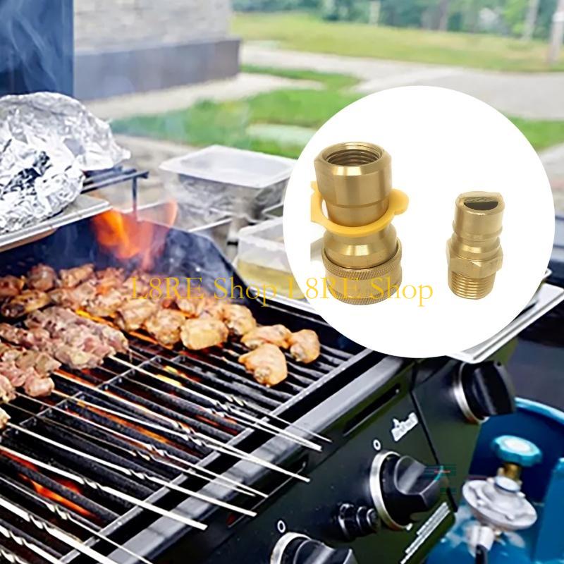 L8RE Quick Connecting Propane Fitting Brass Plug for Gas Appliances with Safety Features Outdoor Cooking Accessories