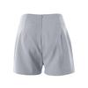 Sommer-Shorts für Damen, hohe Taille, asymmetrischer Plissee-Knopf-Dekor, einfarbig, schmale Passform, weiche Bauchkontrolle, über dem Knie liegende Mini-Shorts