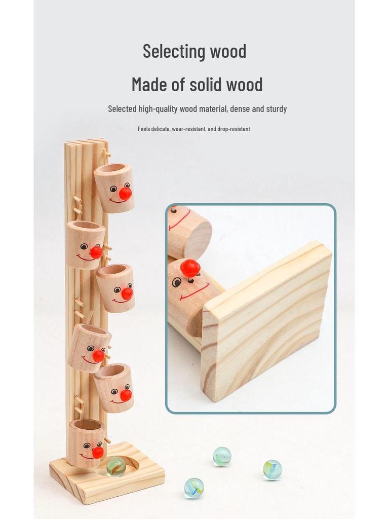 Kids' Wooden Clown Tipping Game: Hand-Eye Coordination & Parent-Child Fun