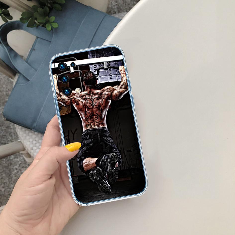 

CJ20 Bodybuilding Gym Fitness Girl Soft Shell Transparent Phone Case for Samsung Galaxy A04 A04S A14 A23 A34 A54 M23 M33 M52 M53 Galaxy A14 5G