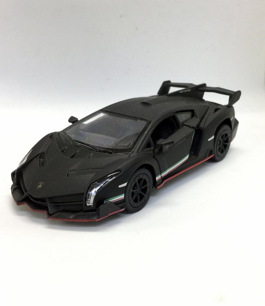 KiNSMART 1/36 Lamborghini Veneno Diecast Pullback Miniature Car (Matte Black)