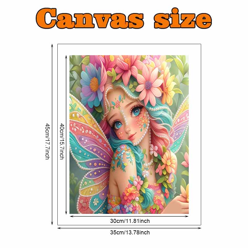 DIY Beautiful Fairy Flower Pearl Diamond Art Kits Without Frame 30x40cm Gem Art Diamond Painting Kits for Adults/Beginners Gift Idea Home Wall Decor