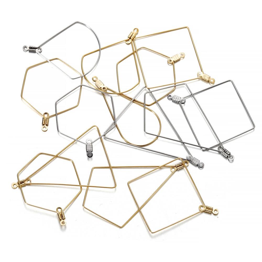 10-20Pcs/Pack Geometric Figure Blank Stainless Steel Charm Pendant Tray Bezel Epoxy Resin Molds For DIY Jewelry Making Supplies