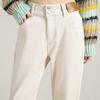 Haren Fleece Jeans for Women Autumn and Winter High Waist Loose Tight Waist Carrot Dad Pants for Women