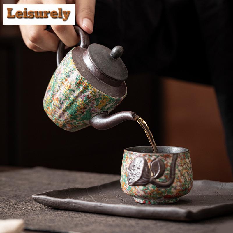 150ml Rock Painting Time Teapot Vintage Tea Infuser Pot Tea Brewing Kettle With Ball Hole Chinese Tea Set Supplies Collection
