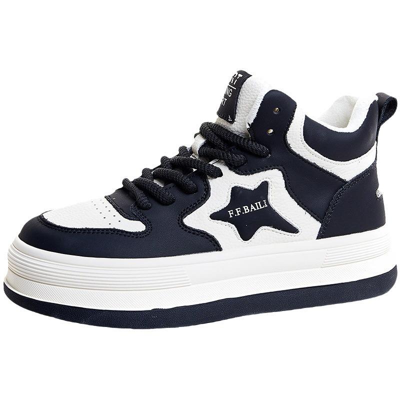 High top thick baseplate shoes women's new black and white panda color heightening versatile star velvet casual shoes