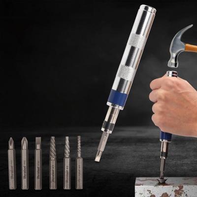 1 Set DIY Accessories 6 In 1 Impact Screwdriver Kit 1/4-inch Impact Drive Rusted Stuck Broken Fasteners Remover Tool