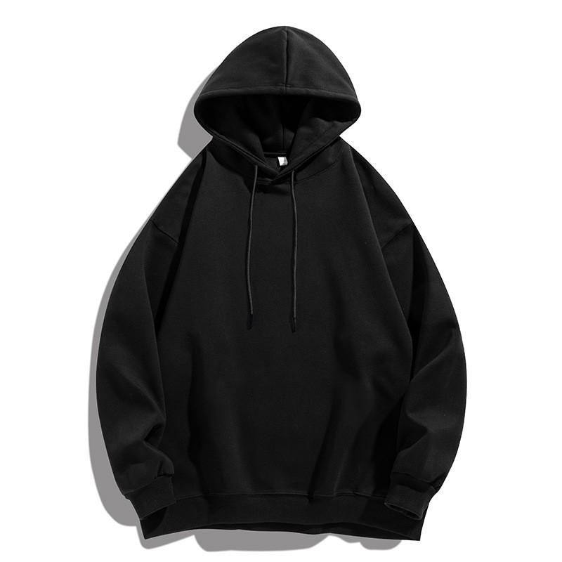 Mens Solid Color Hooded Sweatshirt Loose Fit Casual Streetwear Unisex Pullover Winter Daily Wear