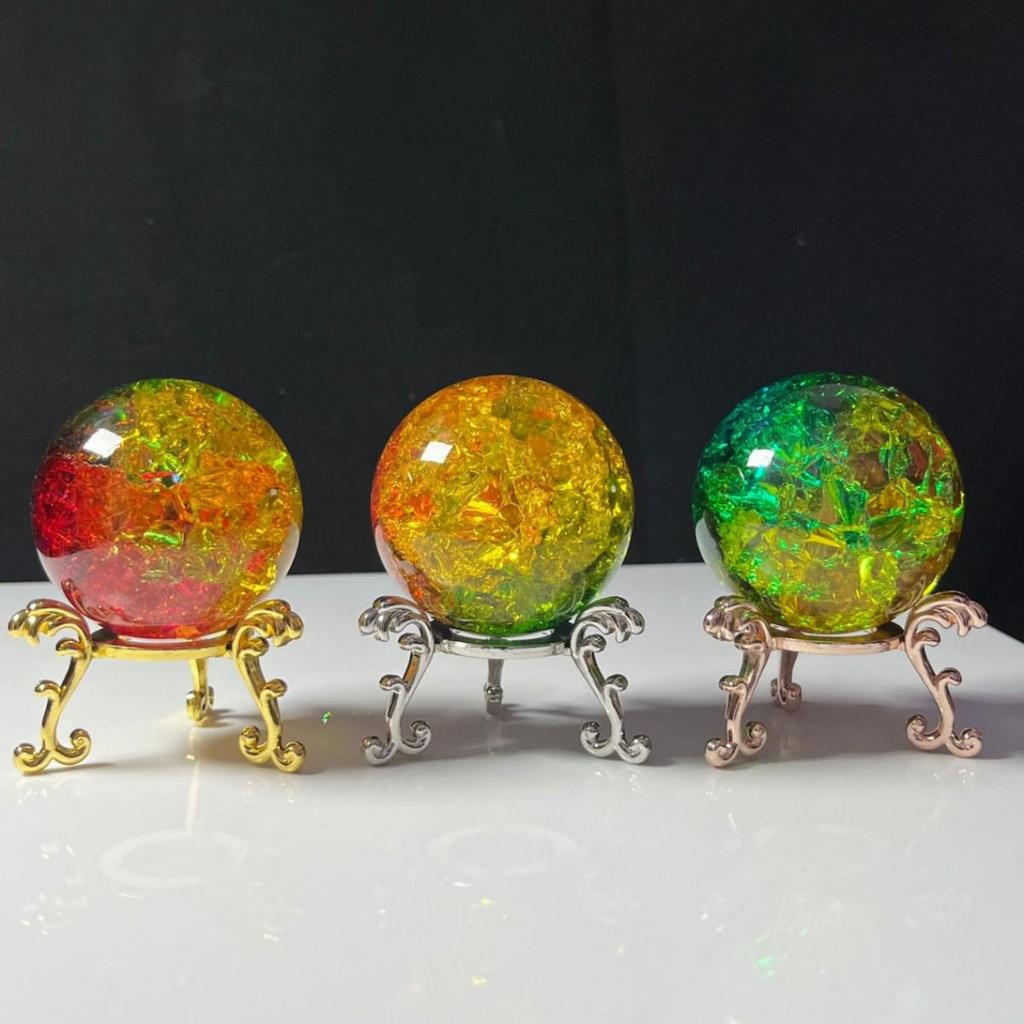 Colorful Crystal Ice Crack Ball Ornament for Fish Tanks and Fountains
