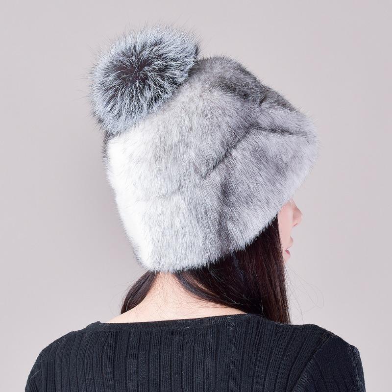 New Cute Fashion Hat, Fox Fur Ball Real Fur Whole Mink Soft Mink Hat