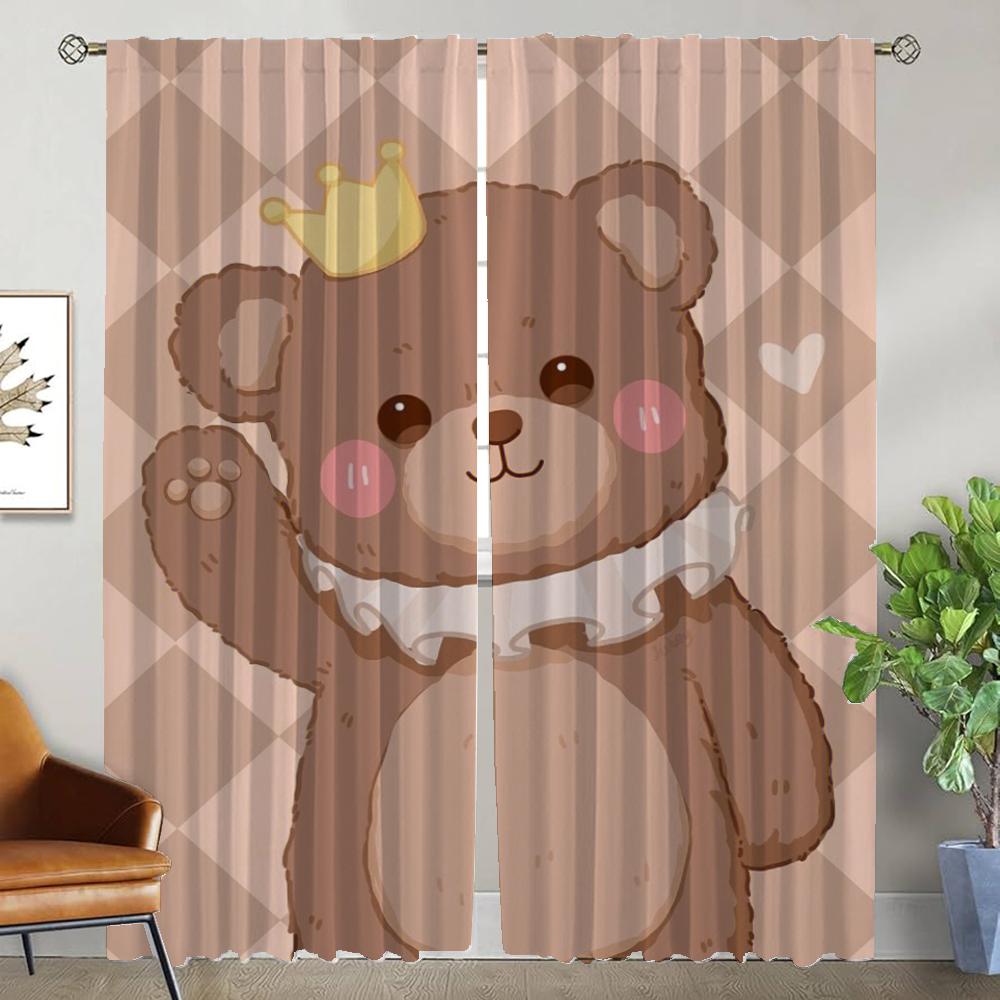 Küchenvorhänge 2 Stück Bär Elegante Raumvorhänge für Wohnzimmer Jalousien Tüll für Schlafzimmer Trennwand Fenstervorhang Verdunkelung