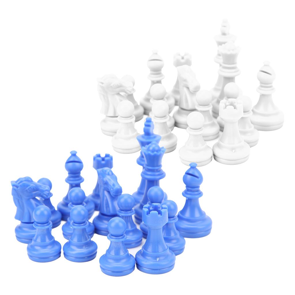 32 szt. Średniowieczne plastikowe szachy ustawione na wysokość króla 49 mm bez szachownicy do zawodów