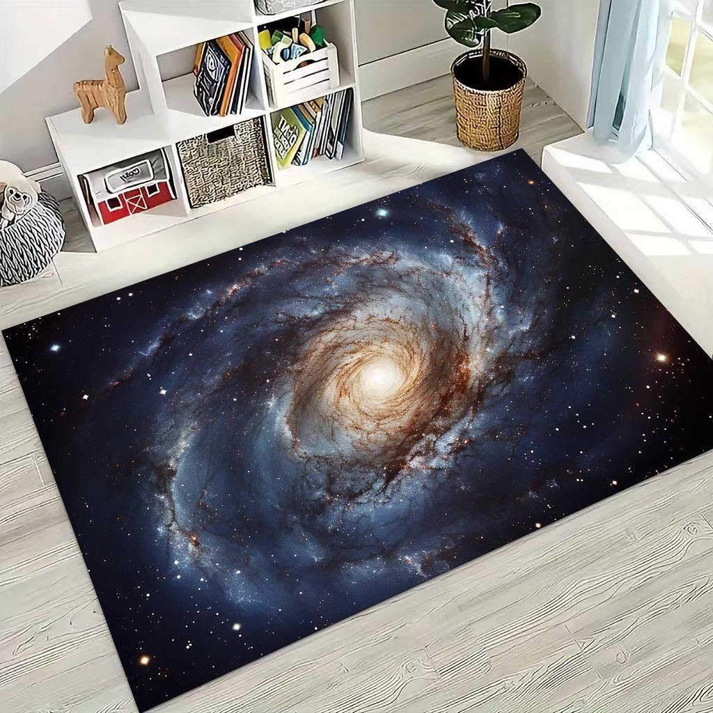 Dreamy Galaxy Universe Space Stars Black Hole Earth Rug for Bedroom Living Room Sofa Home Doormat Decor,Kid Non-slip Floor Mat