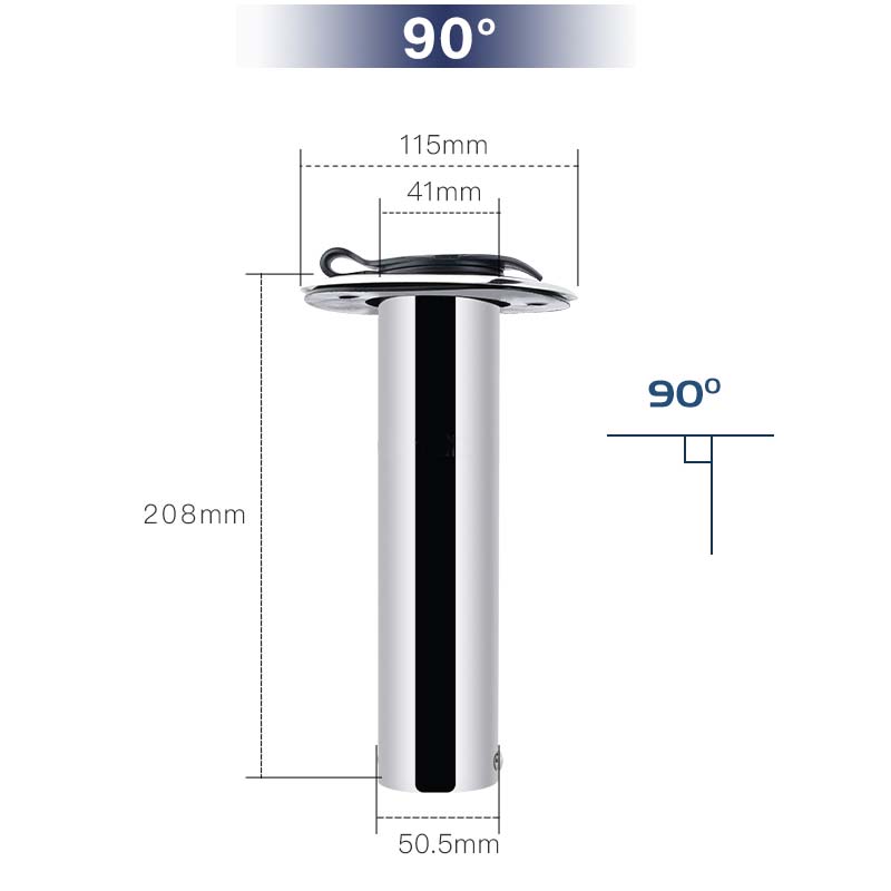 

15/30/90 Degree Flush Mount Fishing Rod Holders Stainless Steel with PVC Cap Inner Tube Gasket Mirror Polished Boat Accessories 90 degree