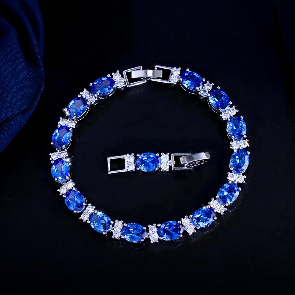 

Ircons 2026 New Gorgeous Blue Oval Cubic Zirconia Tennis Bracelet for Woman Wedding Evening Party Jewelry Accessories S0263 18CM темно-синий