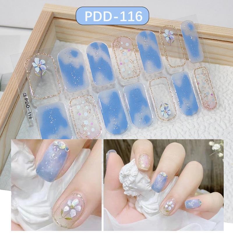 Press On Nail Stickers 1 Sheet Long Lasting Floral Pattern Self Adhesive Fake Nails for Gift Giving
