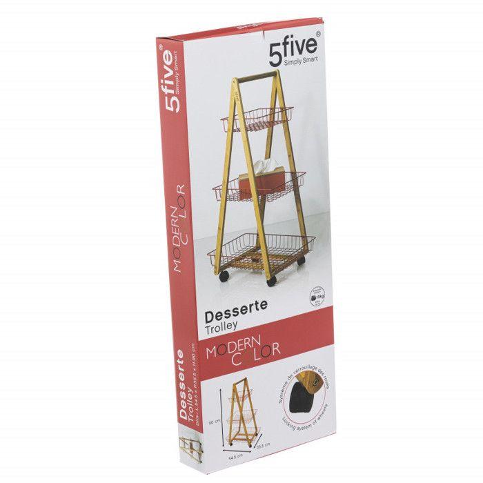 Desserte à roulettes 3 paniers "Modern color" Atmosphéra - Rose Nacarat