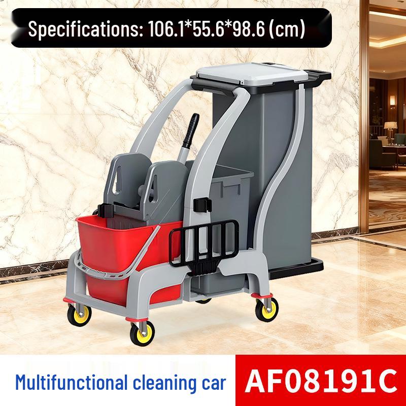 Baiyun AF08191 Multifunction Cleaning Cart with Mop & Wringer Bucket, Storage, and Hotel Service Features