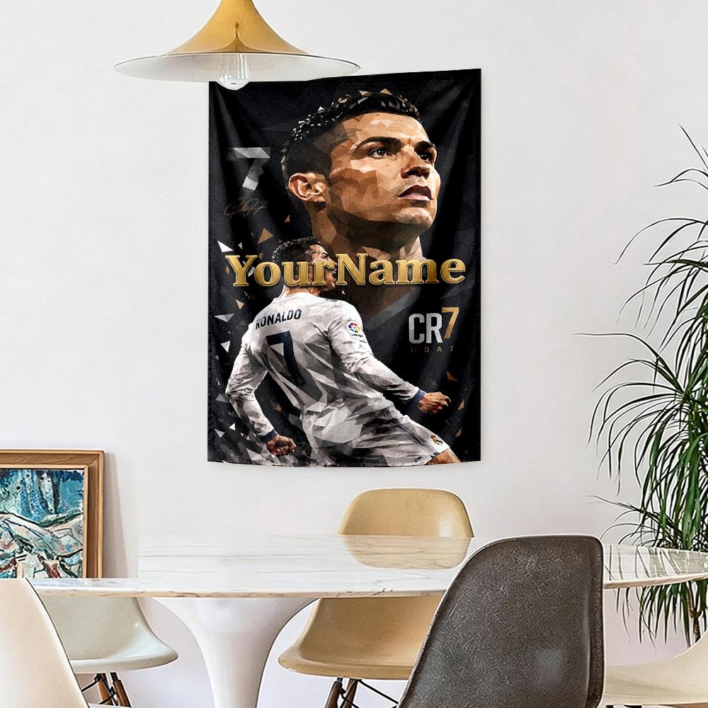 Cristiano Ronaldo Custom Your Name Wall Decor Tapestry Art For Pet Memorial Birthdaywedding Party Backdrop Family Gift