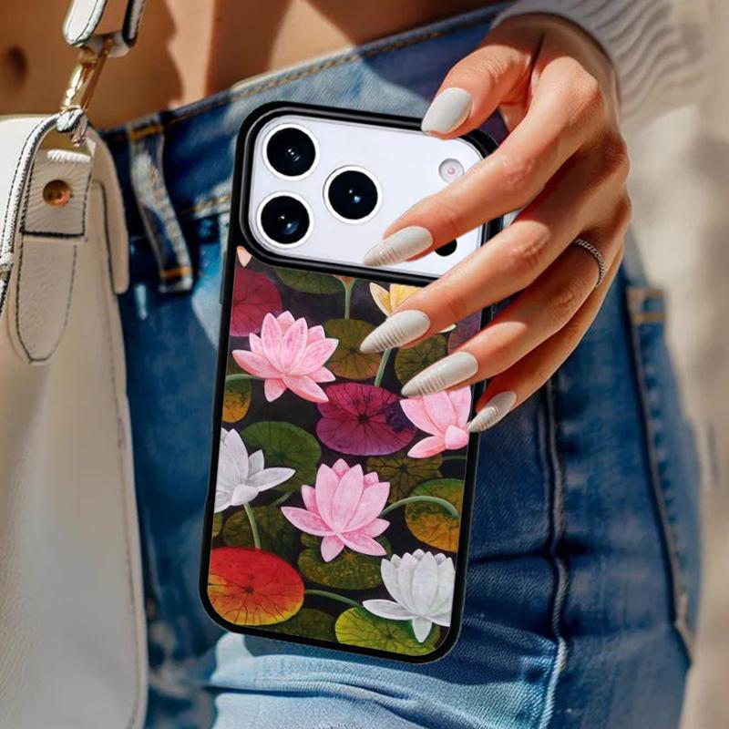 Lotus Flower Phone Case For iPhone 17 Air 14 15 13 12 Max Cover For Apple 16e 11 Pro Max Plus Coque